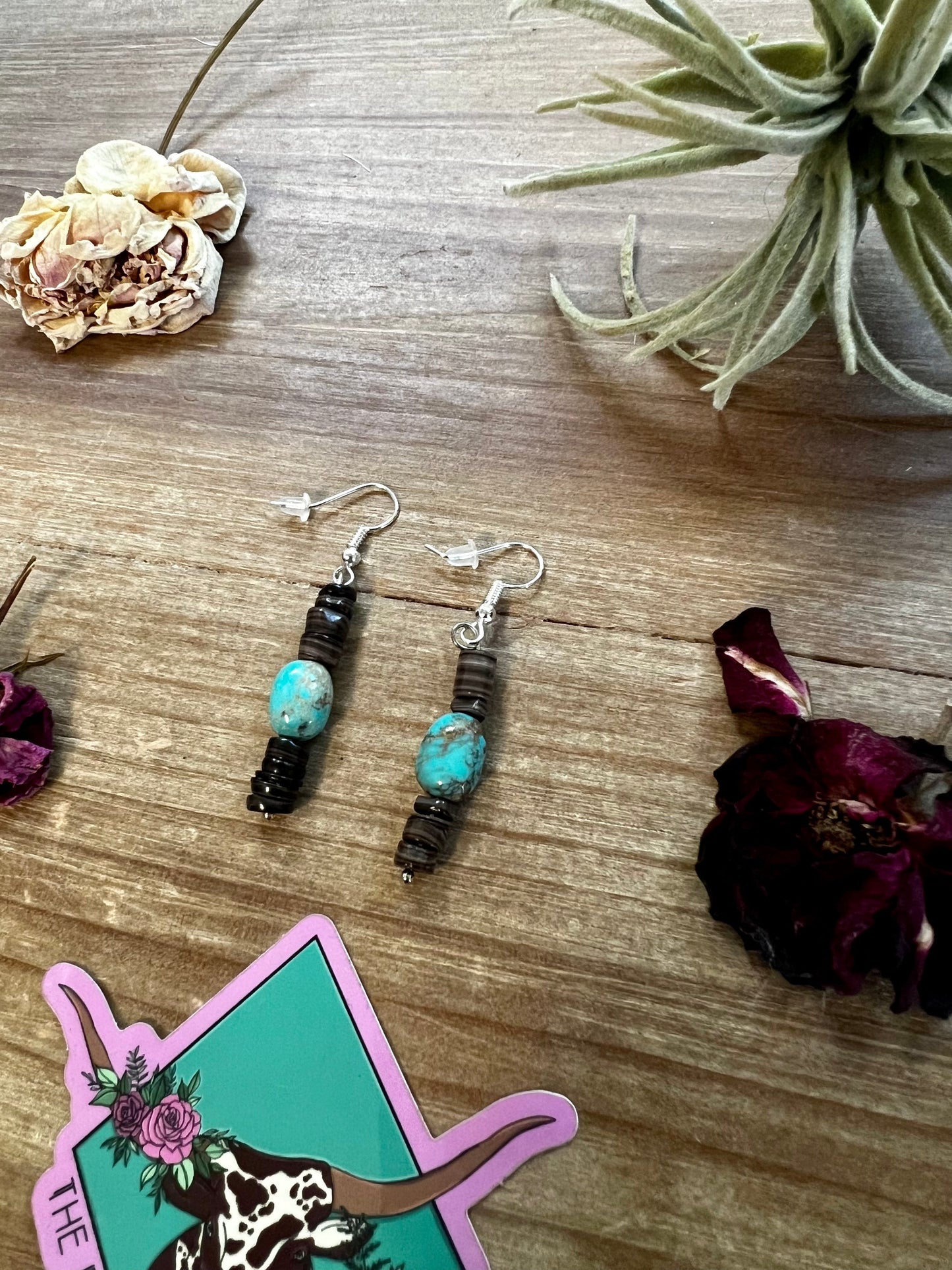Green Turquoise Dangle Earrings