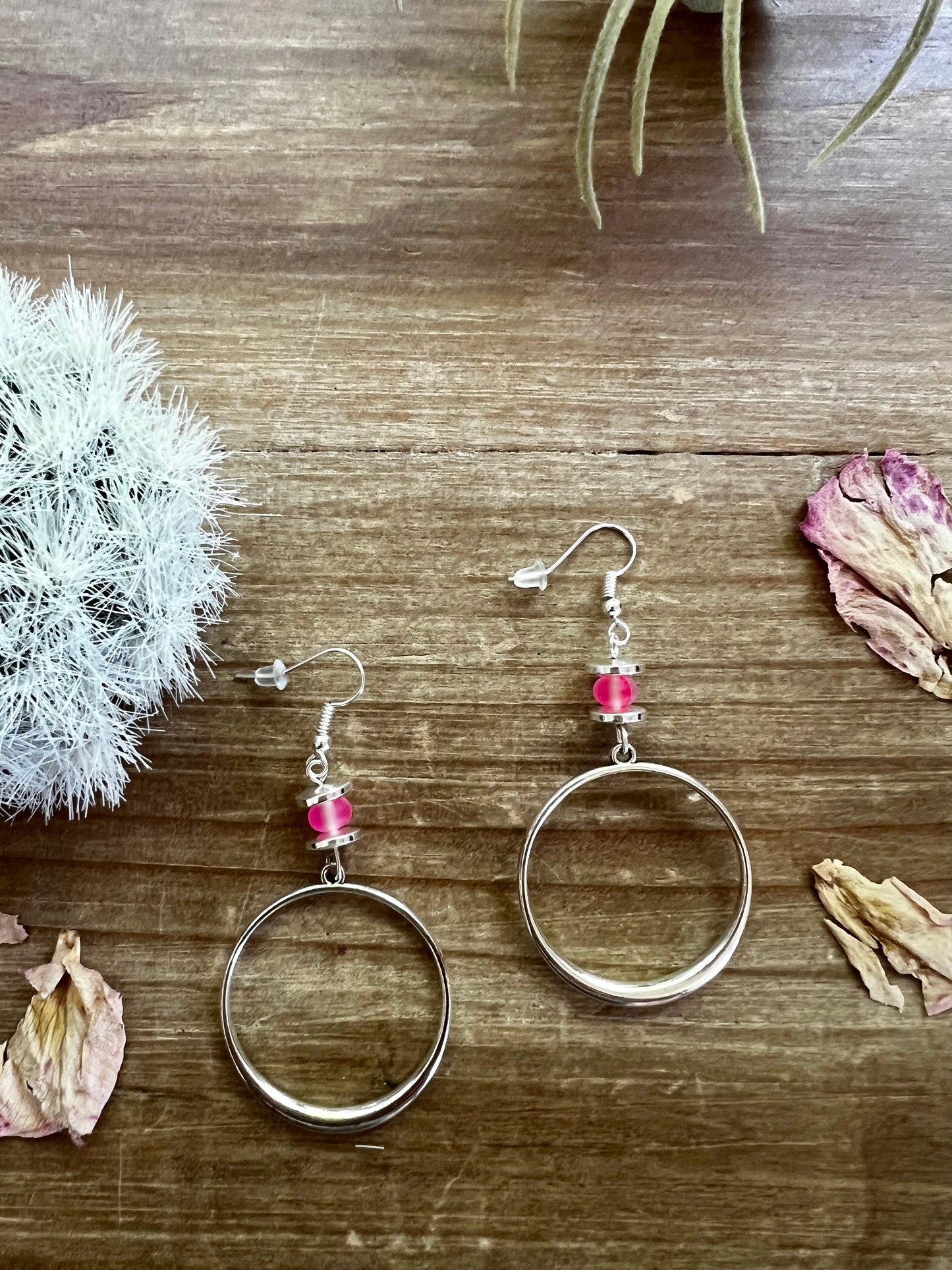 Pink Mermaid Hoop Earrings