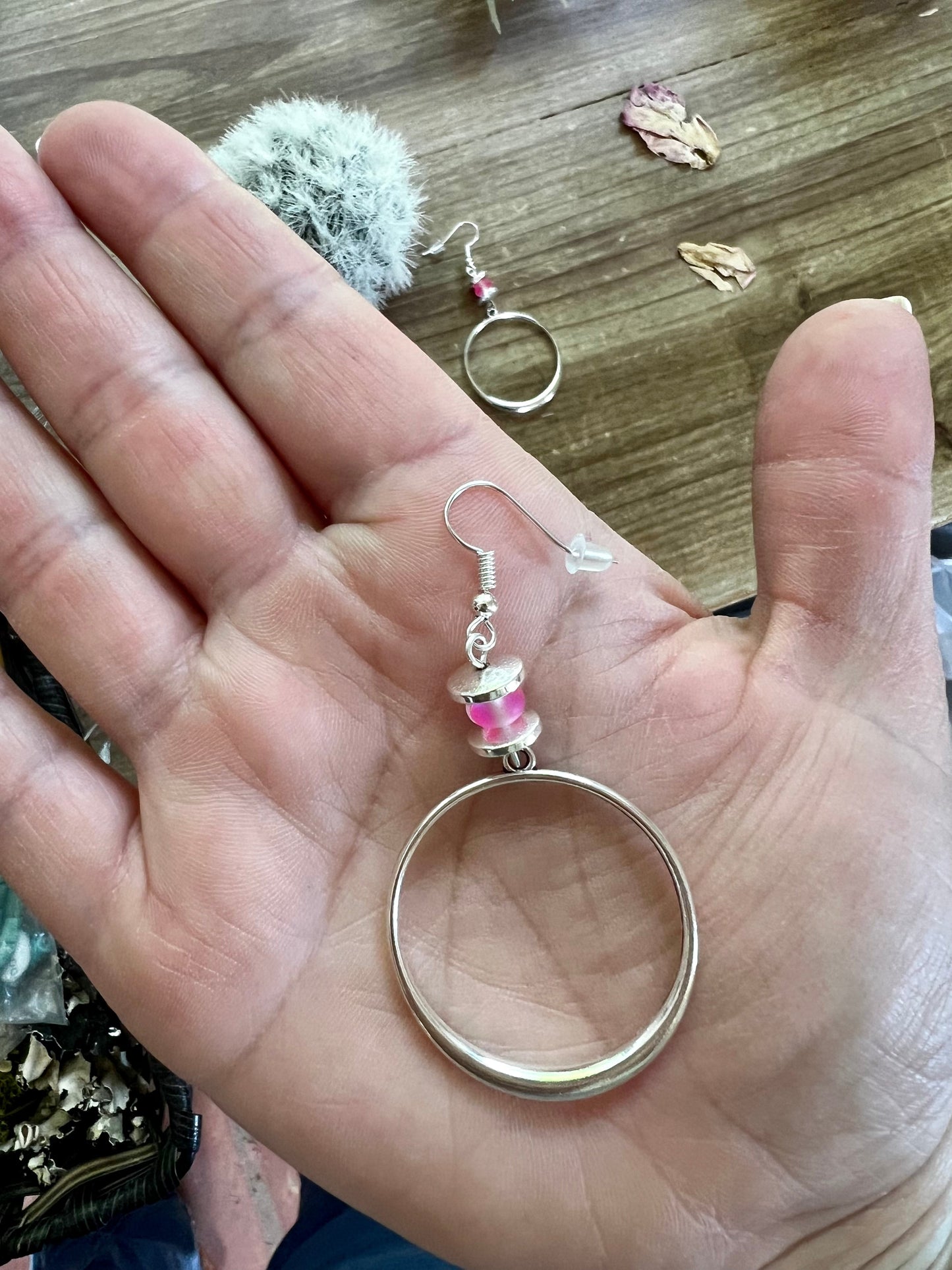Pink Mermaid Hoop Earrings