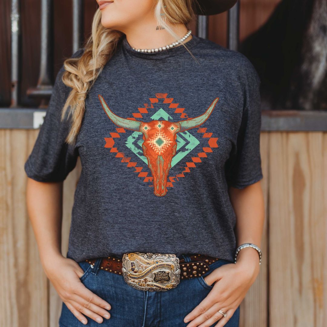Sunset Steer Tee - The Salty Cowgirl