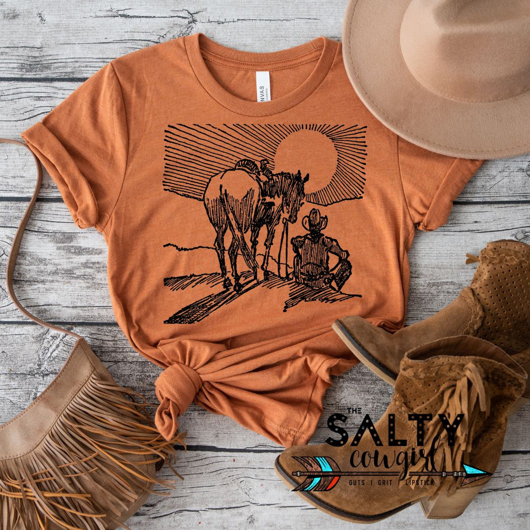 Western Sunset Tee - The Salty Cowgirl