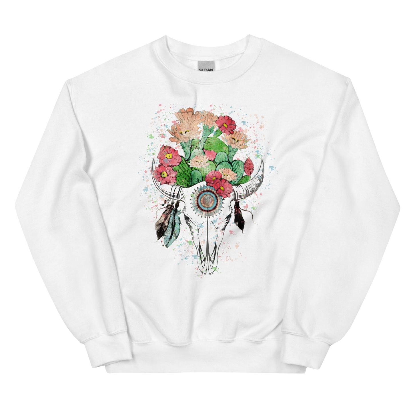 Watercolor Boho Steer Sweatshirt - The Salty Cowgirl